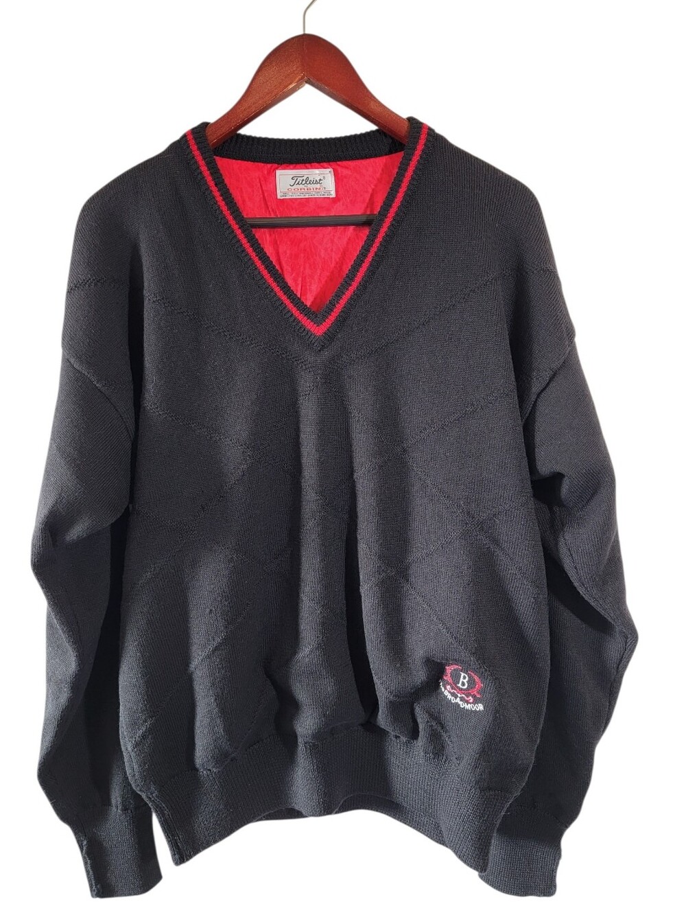VTG Titleist By Corbin XCR Golf Sweater Sz M Black Wool Lined Athleisure Outdoor